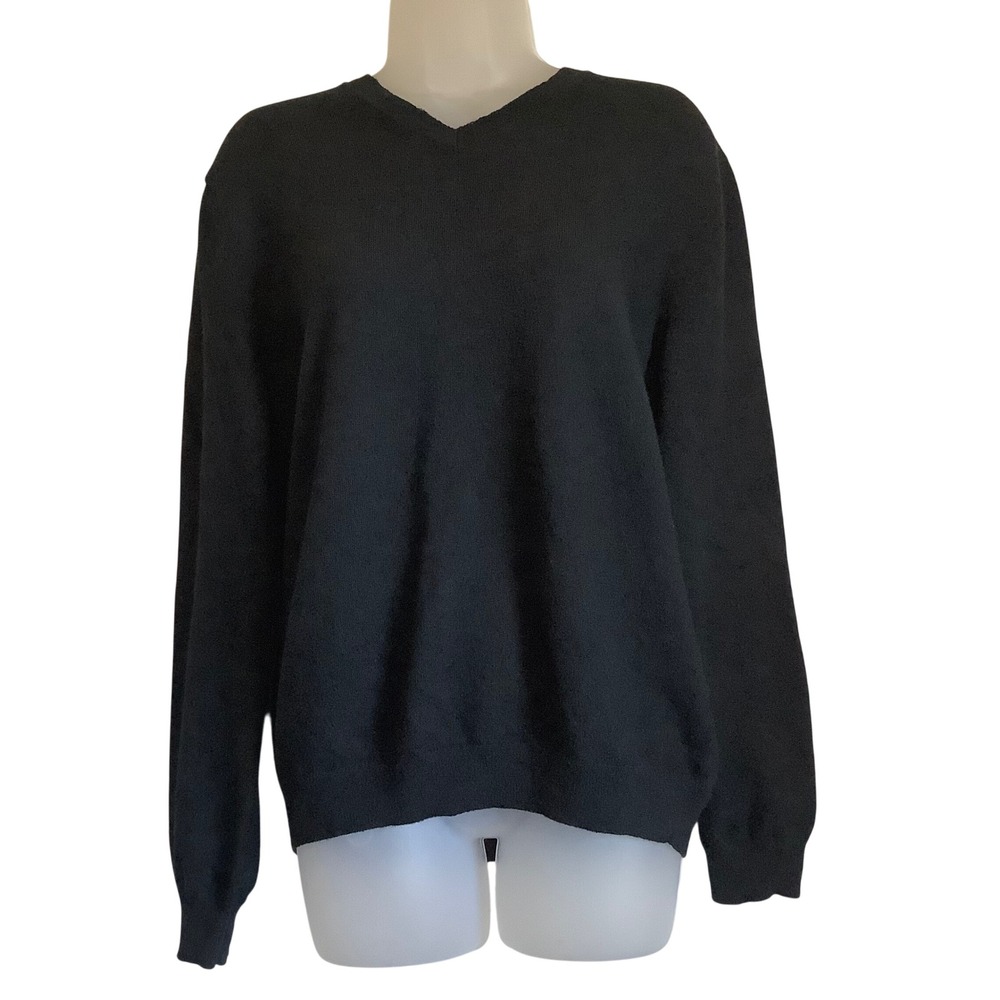 Gap Merino Wool V-Neck Sweater Black XL Long Sleeve Pullover